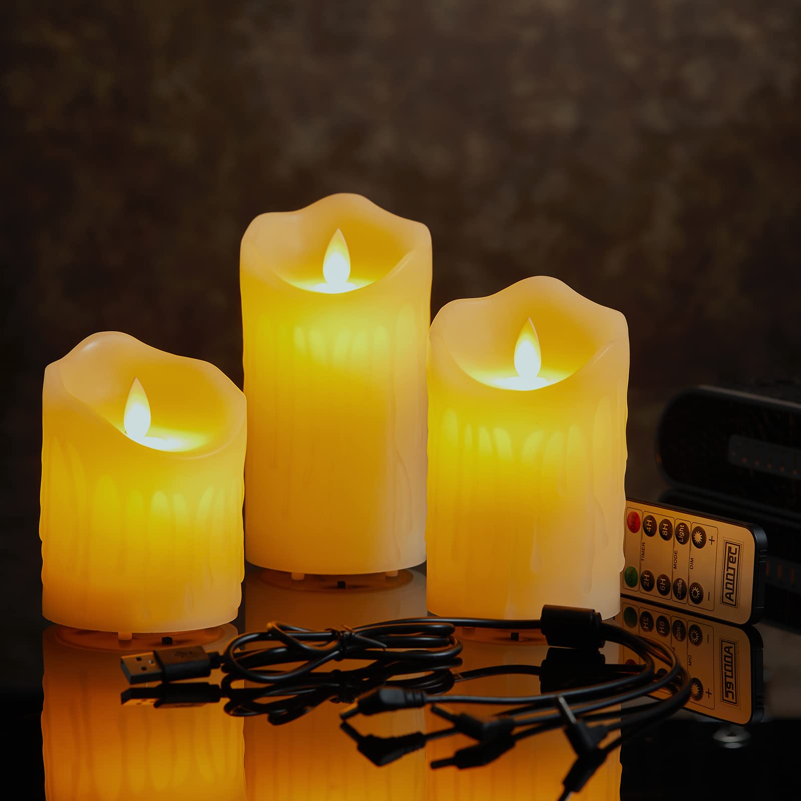 Amazon.co.jp : AnnTec LEDキャンドルライト USB充電式 【3点